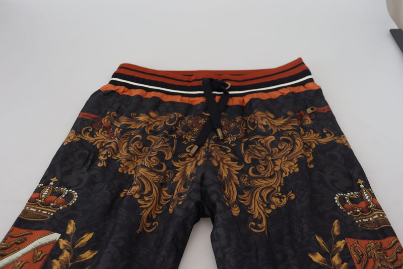 Baroque Crown Silk Sweatpants Dolce & Gabbana