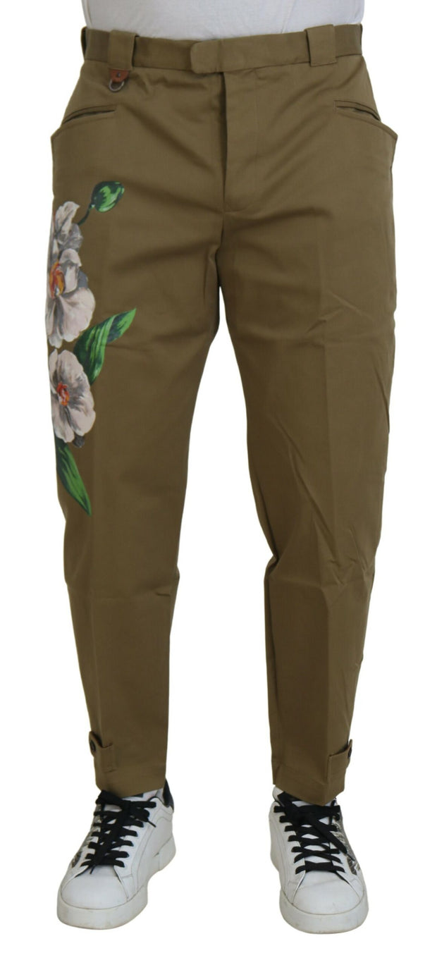 Exquisite Floral Beige Chino Pants Dolce & Gabbana