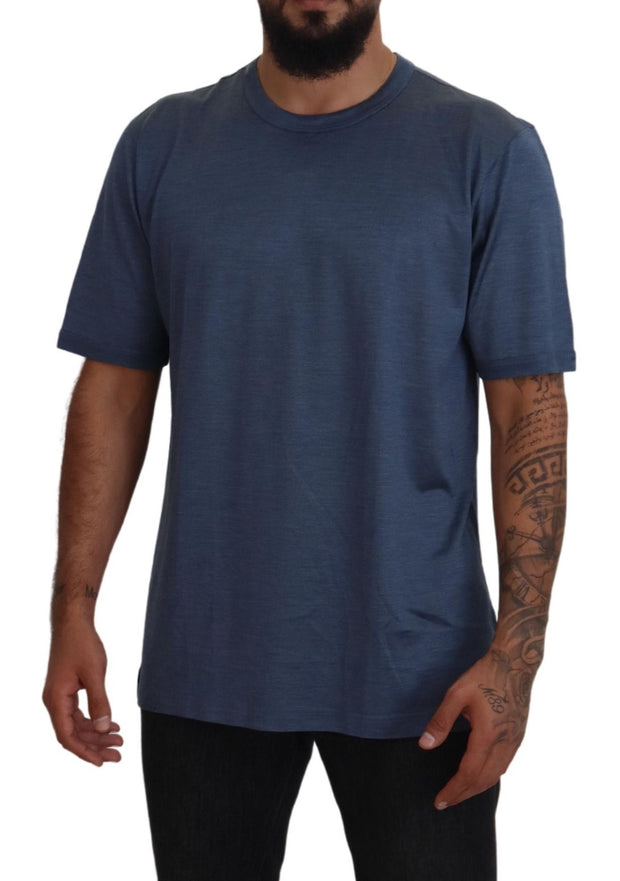 Silken Blue Crewneck Tee – A Touch of Elegance Dolce & Gabbana