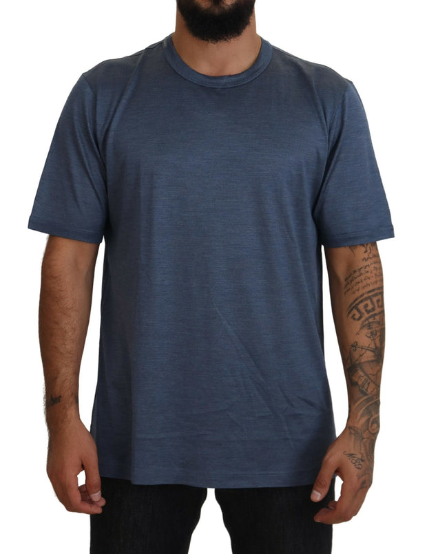 Silken Blue Crewneck Tee – A Touch of Elegance Dolce & Gabbana