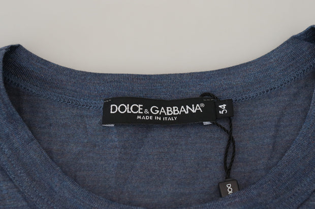 Silken Blue Crewneck Tee – A Touch of Elegance Dolce & Gabbana