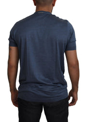 Elegant Silk Crewneck Blue Tee Dolce & Gabbana