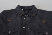 Elegant Slim-Fit Blue Denim Casual Shirt Dolce & Gabbana