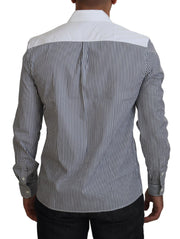 Slim Fit Striped Casual Shirt with Channel Motive Dolce & Gabbana