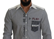 Slim Fit Striped Casual Shirt with Channel Motive Dolce & Gabbana