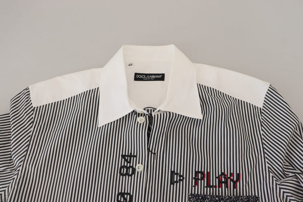 Slim Fit Striped Casual Shirt with Channel Motive Dolce & Gabbana