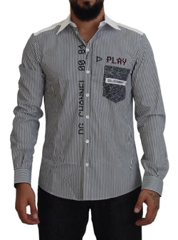 Slim Fit Striped Casual Shirt with Channel Motive Dolce & Gabbana