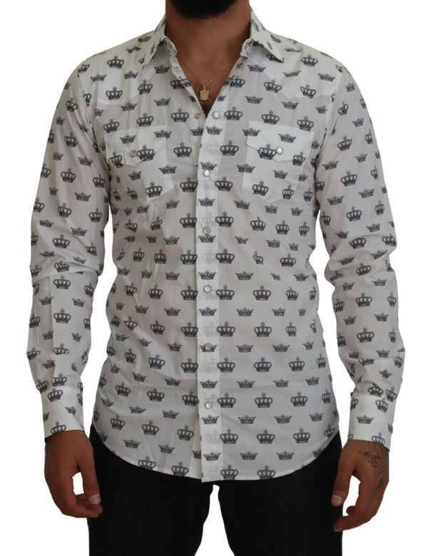 Slim Fit Crown Print Dress Shirt Dolce & Gabbana