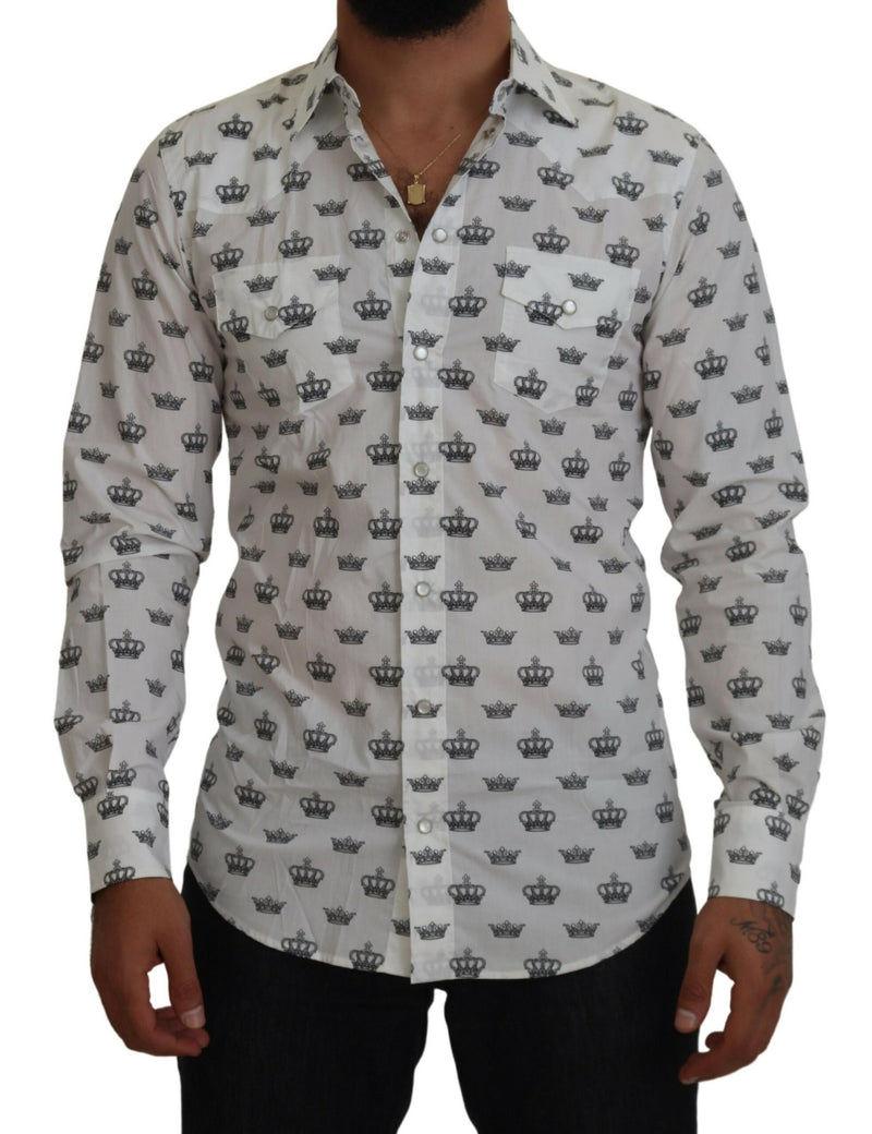 Slim Fit Crown Print Dress Shirt Dolce & Gabbana