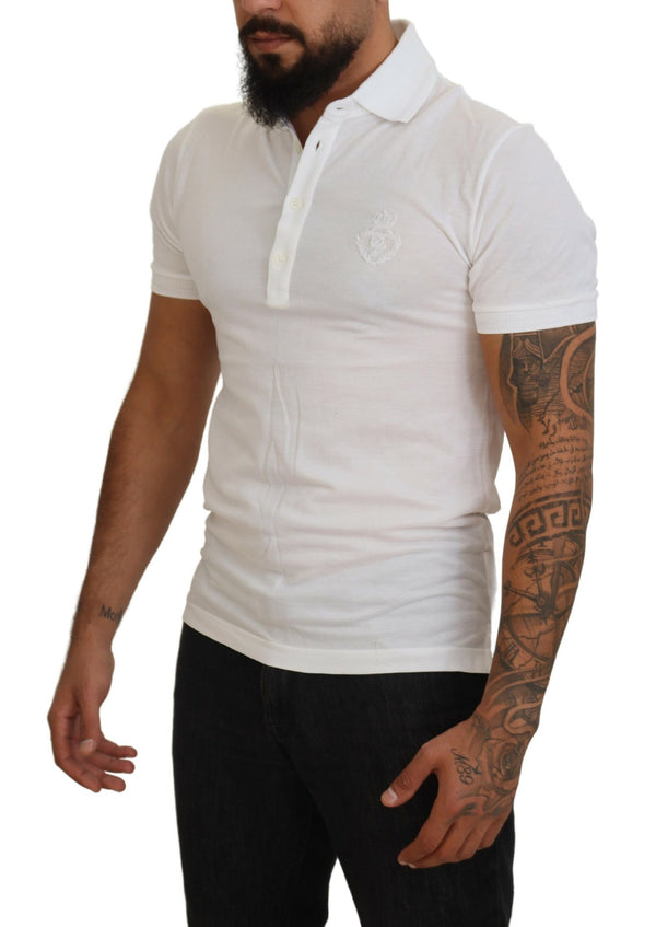 Elegant White Cotton Blend Polo Dolce & Gabbana