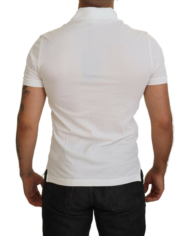 Elegant White Cotton Blend Polo Dolce & Gabbana