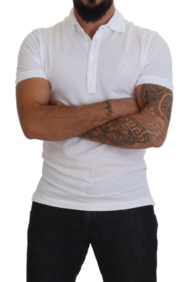 Elegant White Cotton Blend Polo Dolce & Gabbana