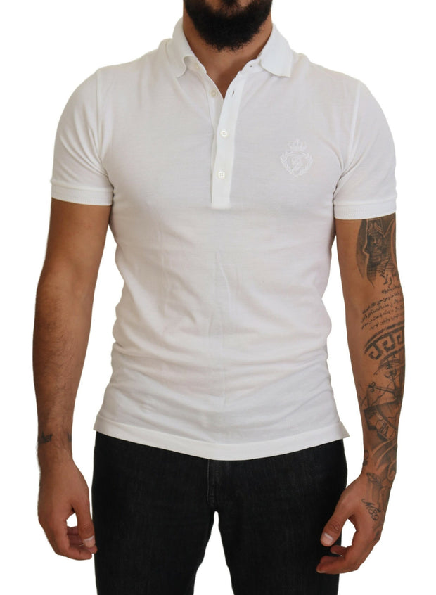 Elegant White Cotton Blend Polo Dolce & Gabbana