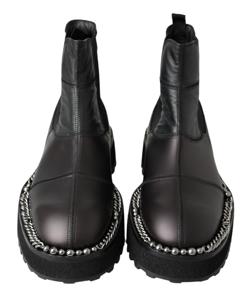 Elegant Black Ankle Stretch Slip On Boots Dolce & Gabbana