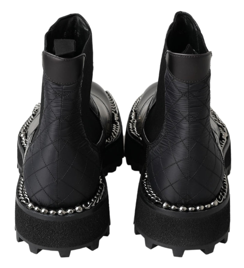 Elegant Black Ankle Stretch Slip On Boots Dolce & Gabbana