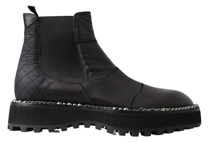 Elegant Black Ankle Stretch Slip On Boots Dolce & Gabbana