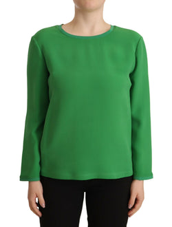 Elegant Silk Long Sleeve Sweater in Lush Green Armani