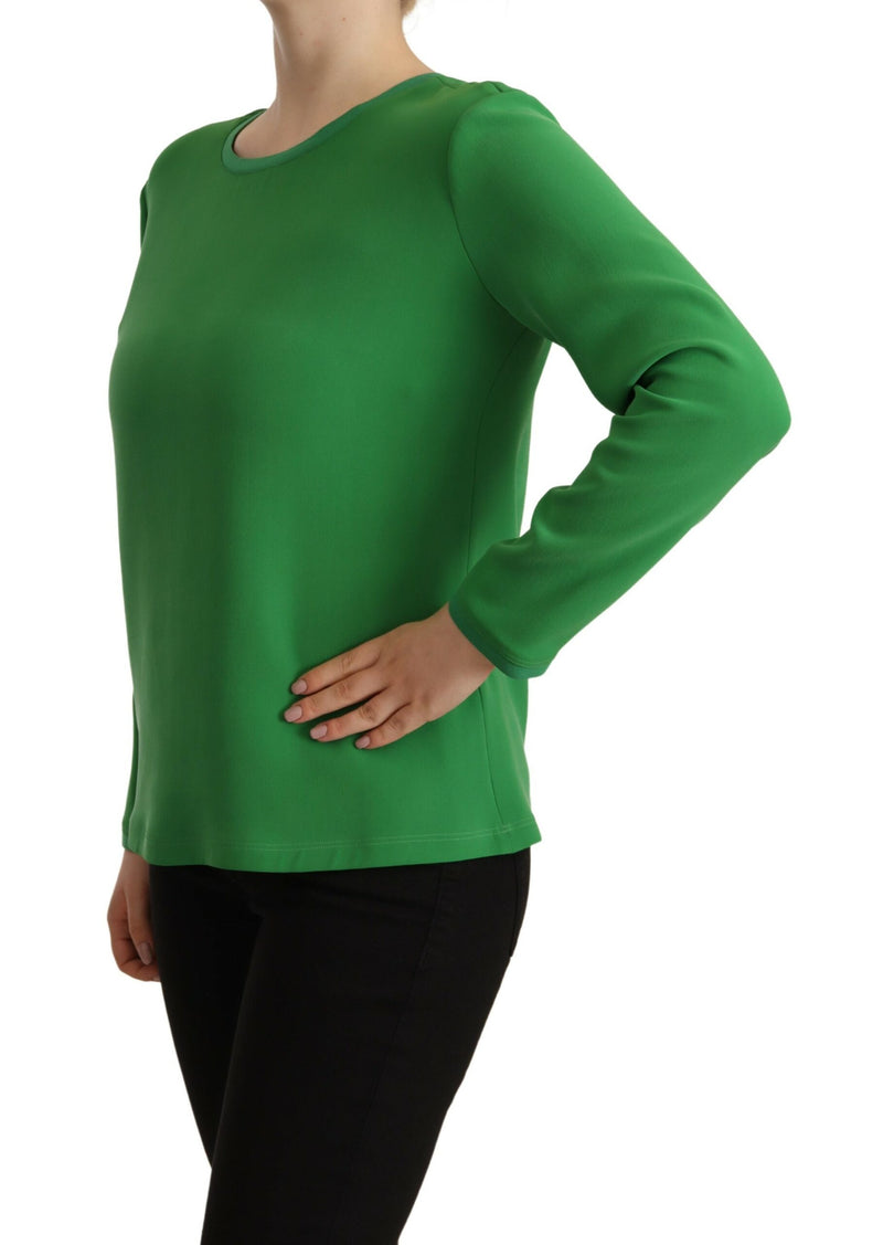 Elegant Silk Long Sleeve Sweater in Lush Green Armani