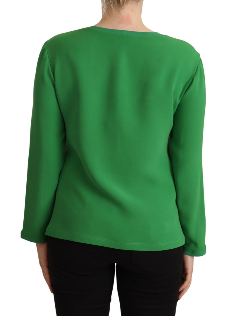 Elegant Silk Long Sleeve Sweater in Lush Green Armani