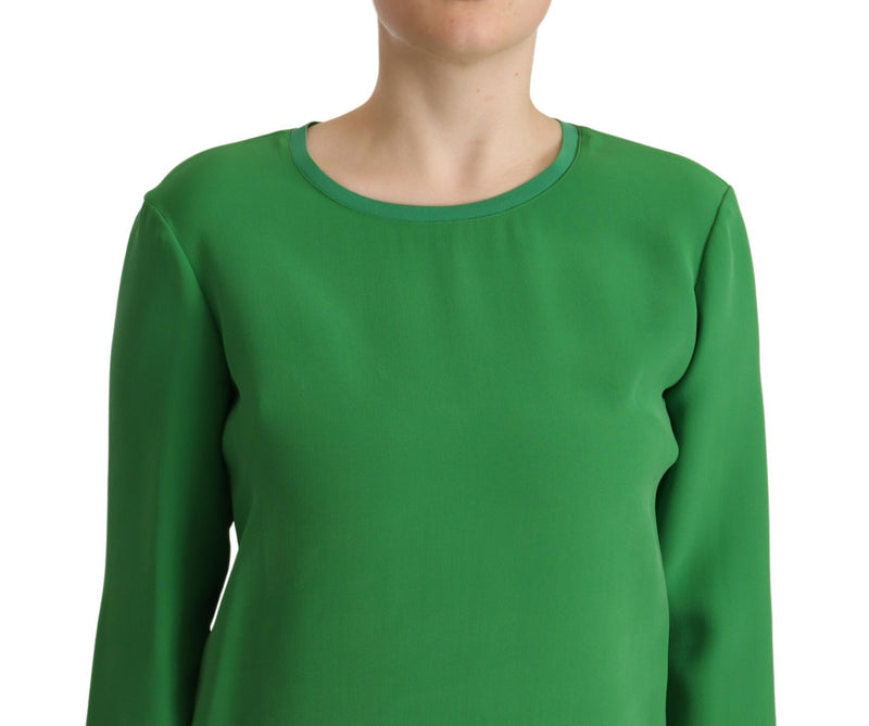 Elegant Silk Long Sleeve Sweater in Lush Green Armani