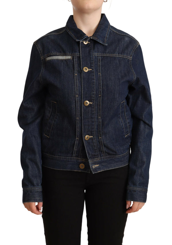 Chic Dark Blue Denim Jacket Master Coat