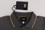 Elegant Grey Cotton Polo Shirt Roberto Cavalli