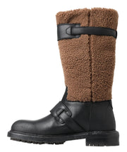 Black Shearling Leather Long Boots Dolce & Gabbana