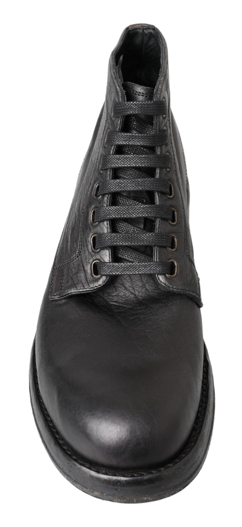 Equisite Black Lace-Up Leather Boots Dolce & Gabbana