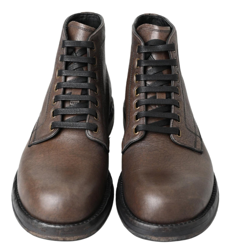 Elegant Horse Leather Lace-Up Boots Dolce & Gabbana