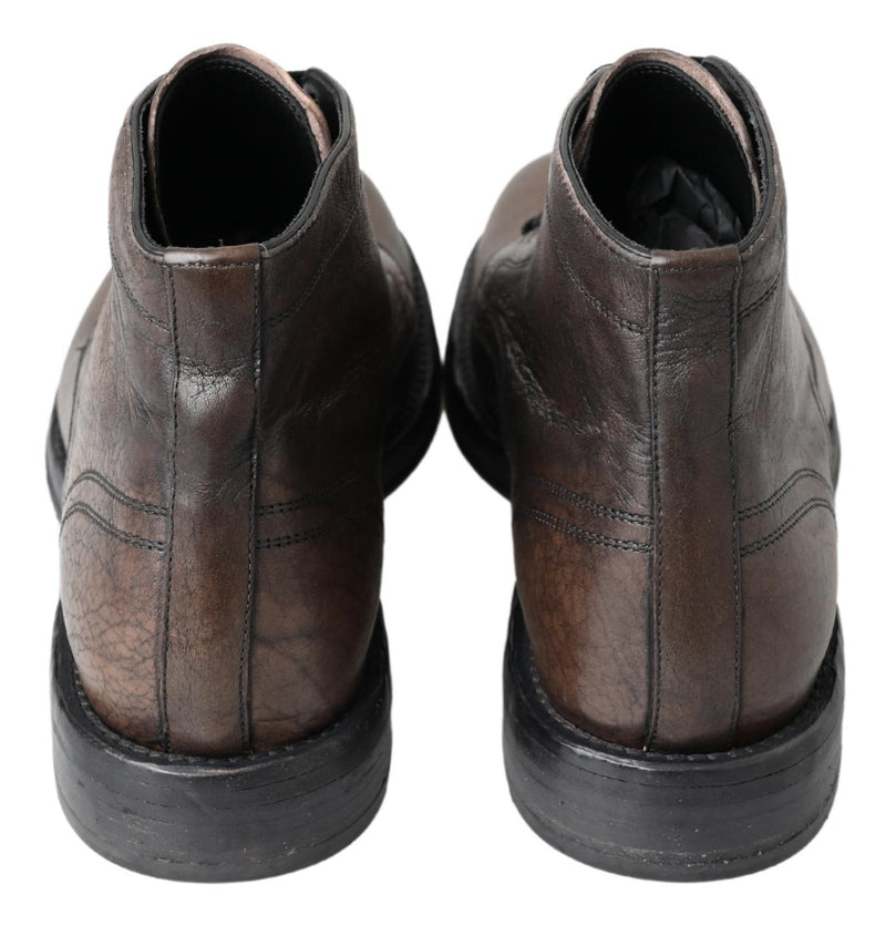 Elegant Horse Leather Lace-Up Boots Dolce & Gabbana