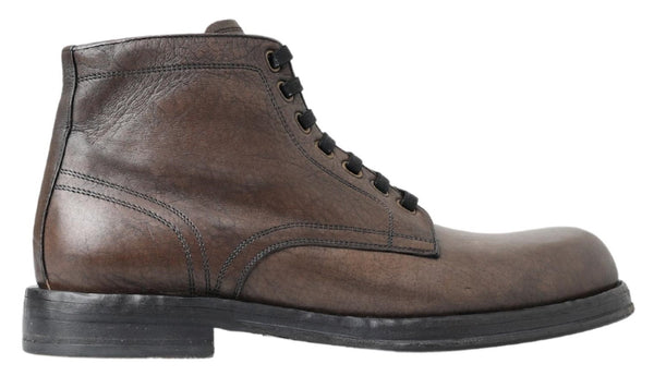 Elegant Horse Leather Lace-Up Boots Dolce & Gabbana