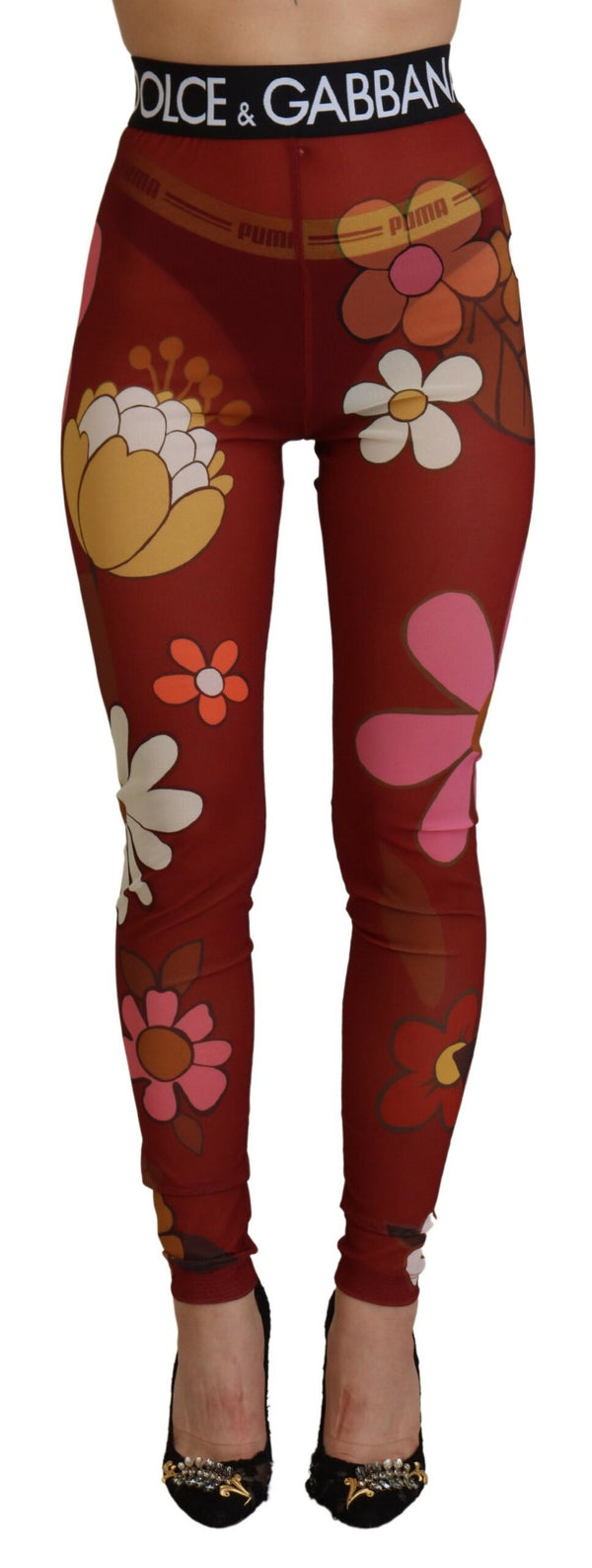 Floral Red High Waist Leggings Dolce & Gabbana