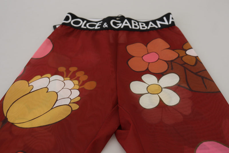 Floral Red High Waist Leggings Dolce & Gabbana