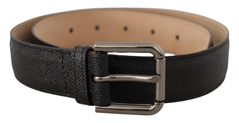 Elegant Black Leather Belt with Metal Buckle Dolce & Gabbana