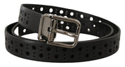 Elegant Black Leather Belt with Metal Buckle Dolce & Gabbana