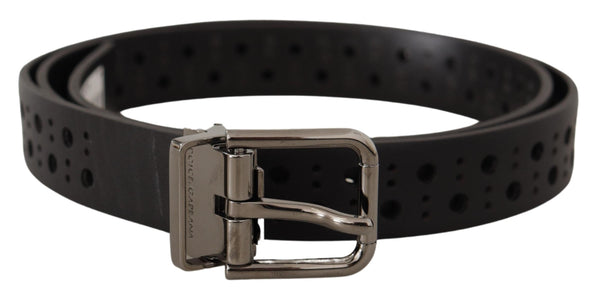 Elegant Black Leather Belt with Metal Buckle Dolce & Gabbana