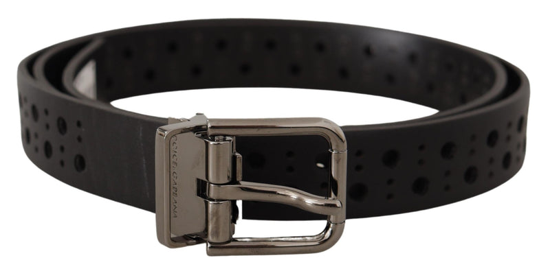 Elegant Black Leather Belt with Metal Buckle Dolce & Gabbana