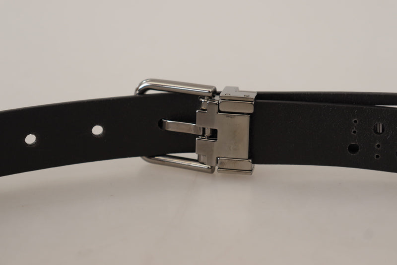 Elegant Black Leather Belt with Metal Buckle Dolce & Gabbana