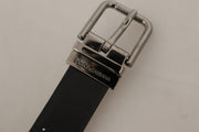 Elegant Black Leather Belt with Metal Buckle Dolce & Gabbana