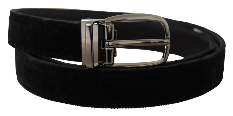 Elegant Black Velvet Designer Belt Dolce & Gabbana