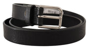 Elegant Black Leather Belt with Metal Buckle Dolce & Gabbana