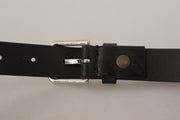 Elegant Black Leather Belt with Metal Buckle Dolce & Gabbana