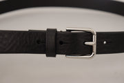 Elegant Black Leather Belt with Metal Buckle Dolce & Gabbana