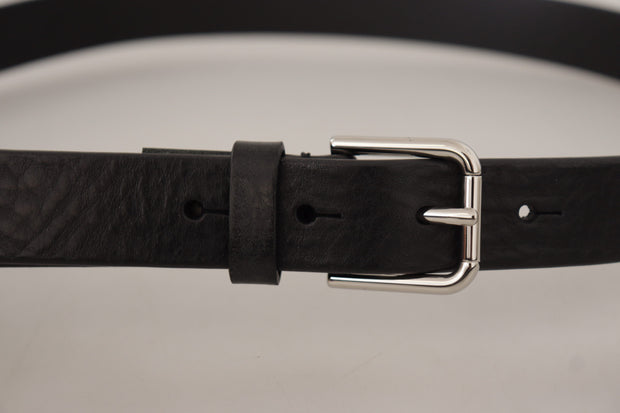 Elegant Black Leather Belt with Metal Buckle Dolce & Gabbana