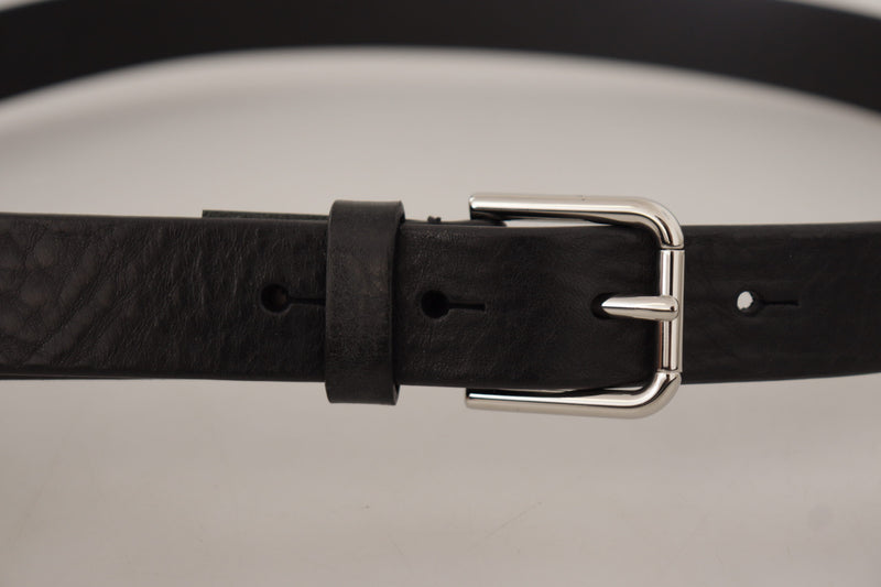 Elegant Black Leather Belt with Metal Buckle Dolce & Gabbana