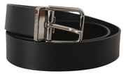 Elegant Black Leather Belt with Metal Buckle Dolce & Gabbana