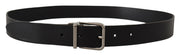 Elegant Black Leather Belt with Metal Buckle Dolce & Gabbana