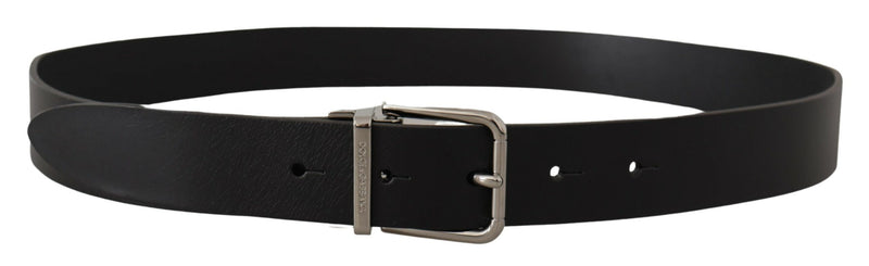 Elegant Black Leather Belt with Metal Buckle Dolce & Gabbana