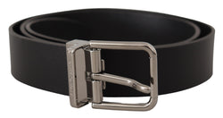 Elegant Black Leather Belt with Metal Buckle Dolce & Gabbana