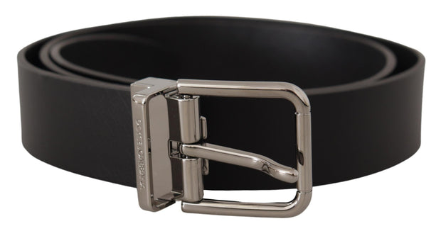 Elegant Black Leather Belt with Metal Buckle Dolce & Gabbana